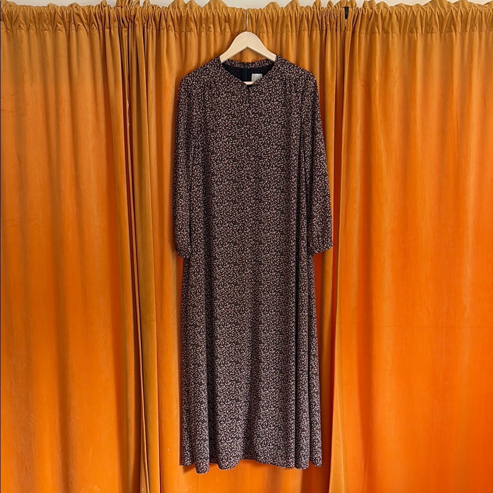 J. Crew Black and Cream Maxi Dress with Bishop Sleeves